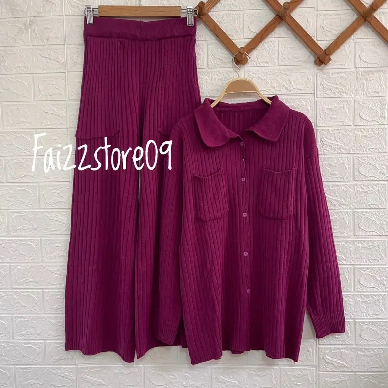 ONESET LONG CARDY SASSY SETELAN KULOT PAKE KANTONG