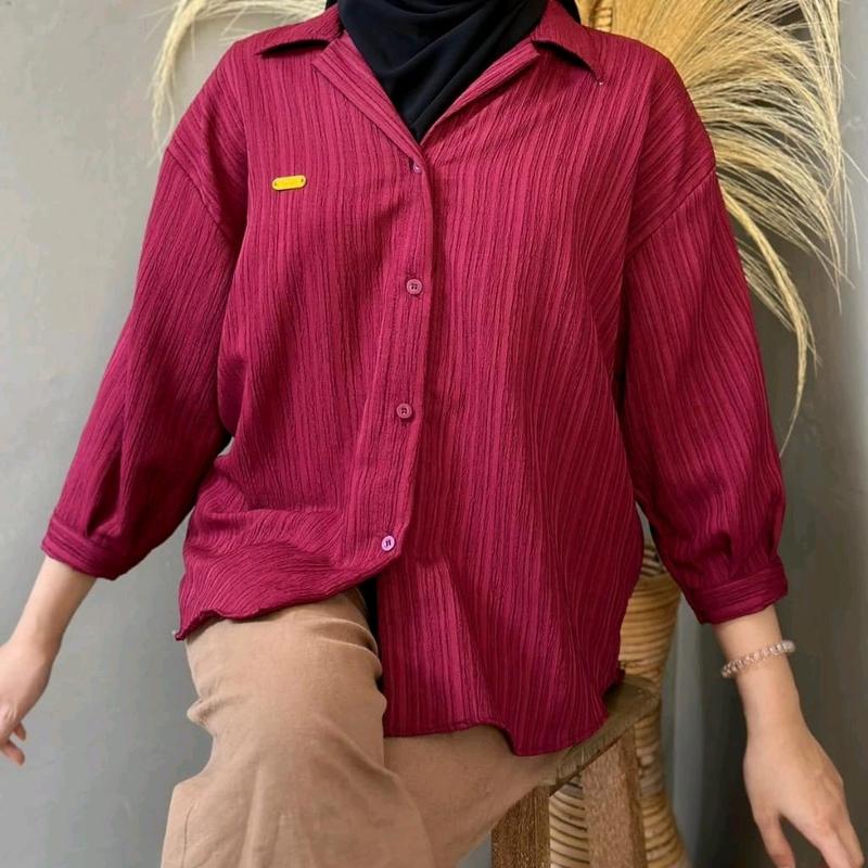 Inara shirt - Kemeja Kancing Korean style Basic Ledy Crush Wanita Oversize 9