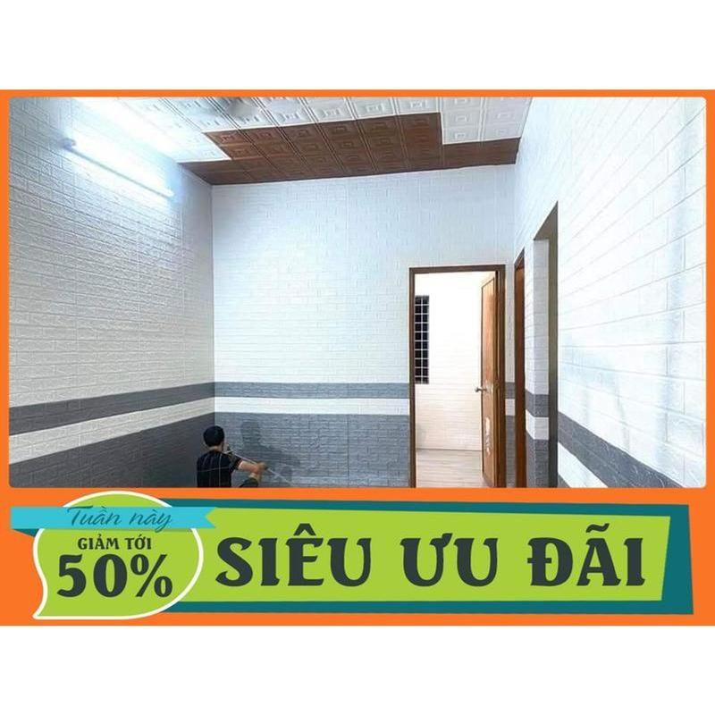 COMBO 10 Miếng Xốp dán tường 3D khổ 70x77cm giả gạch phủ bóng chống bẩn, mặt sau có sẵn keo 2
