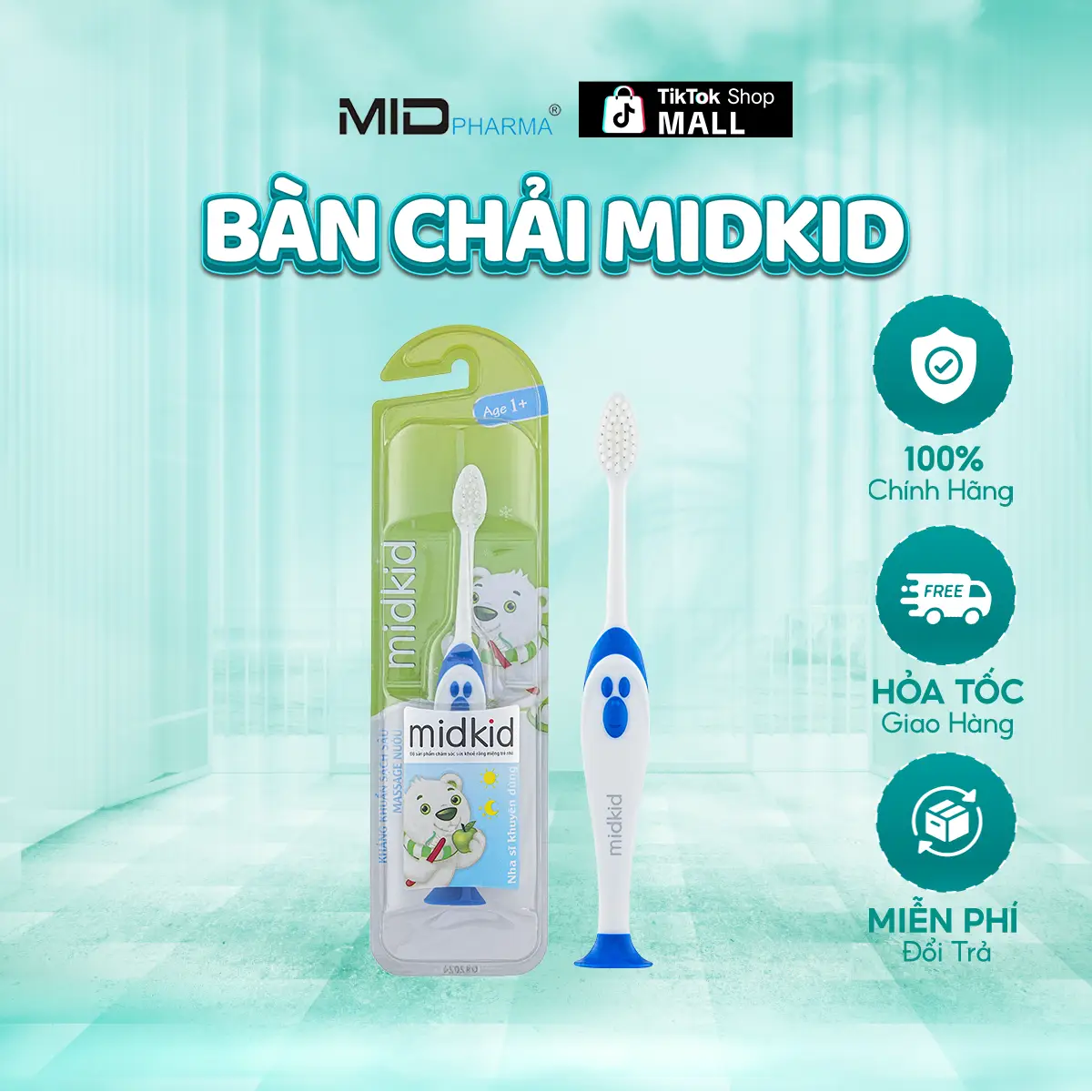 Bàn chải đánh răng Midkid cho bé từ 1 tuổi giúp làm sạch răng