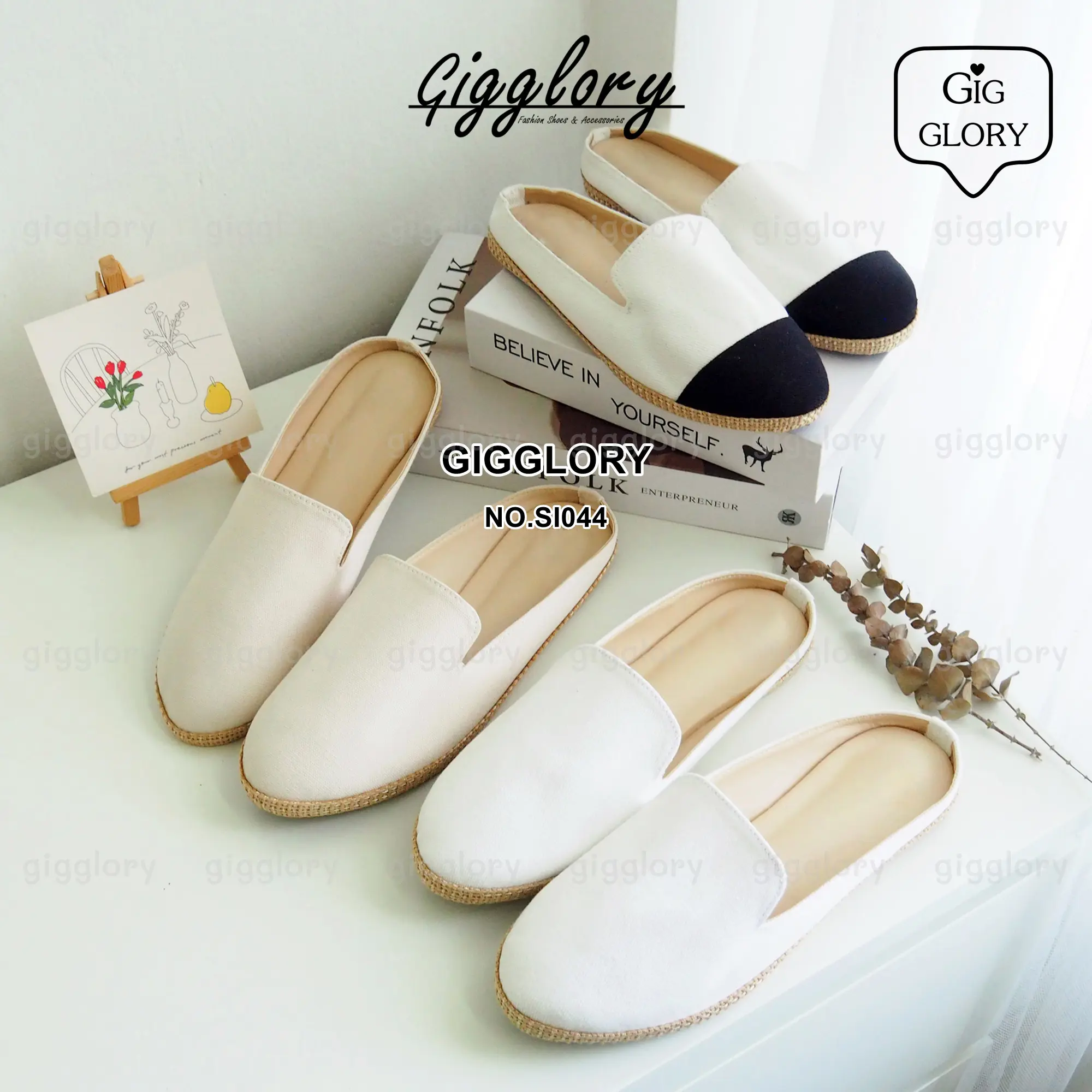 [Size 36-45] รองเท้าเปิดส้น ผ้าแคนวาส สไตล์มินิมอล (NO.SI044)