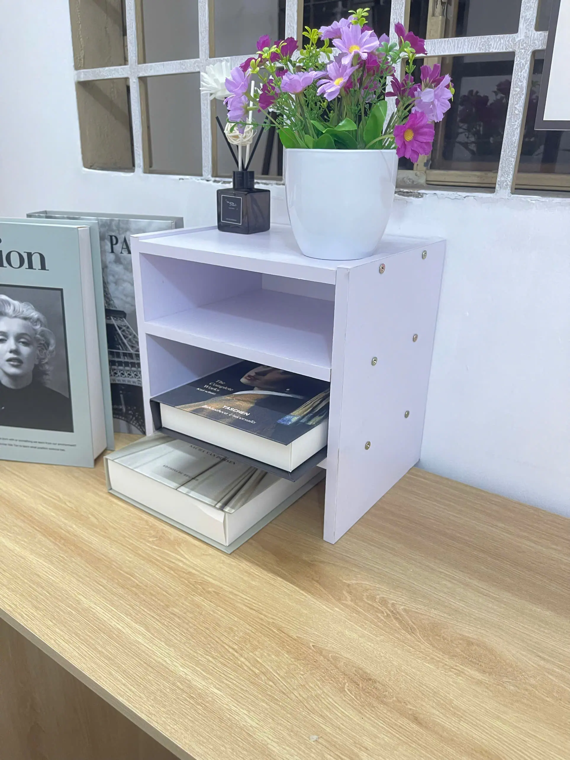 KỆ SÁCH ĐỂ BÀN , kệ để mỹ phẩm - HD033 MÀU TRẮNG kệ sách trang trí cho bàn làm việc
