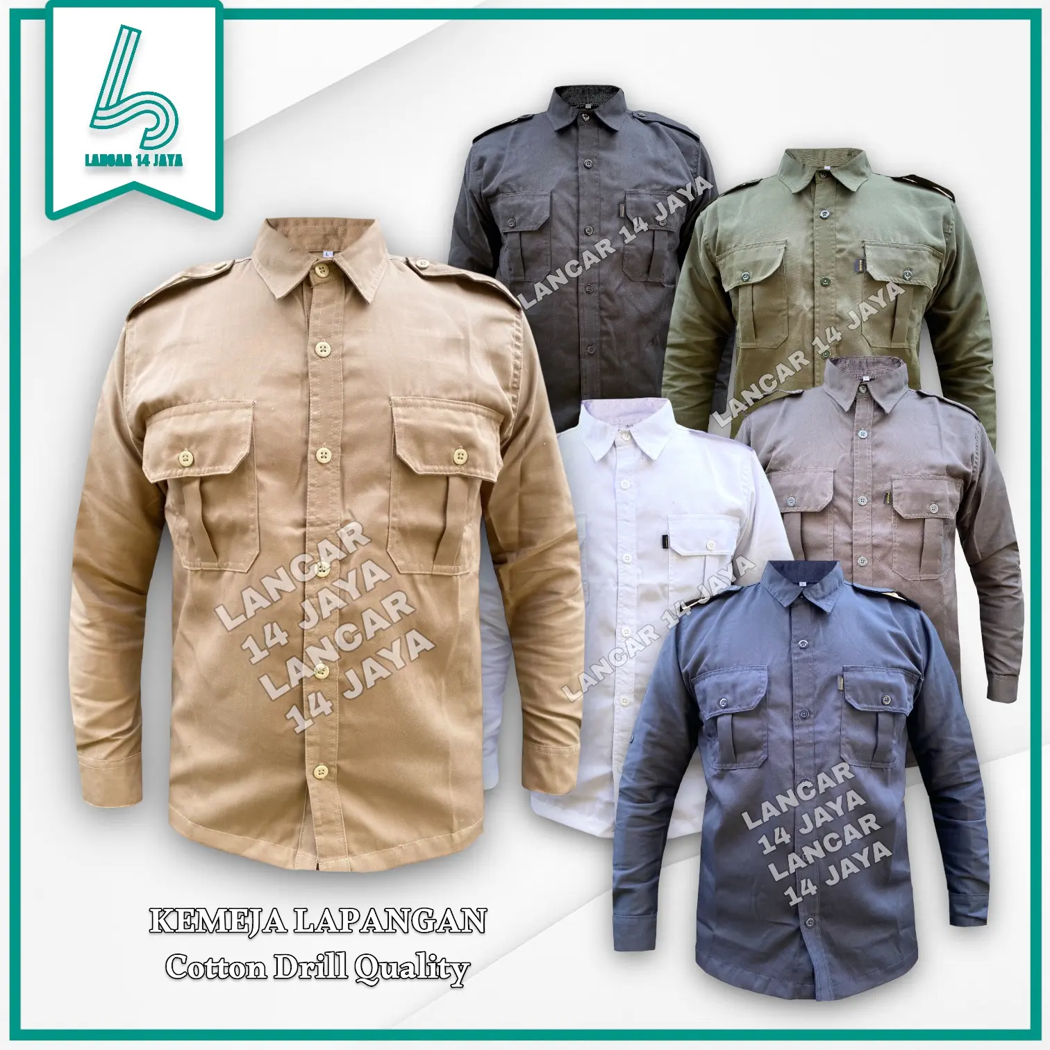 Kemeja Lapangan Tactical Panjang / Kemeja Reskrim / Kemeja BUMN / Kemeja Lapangan Bahan Drill Katun / Kemeja Kantor / Kemeja Outdoor / Hem Pria / Acara Formal Dan Casual Bisa / Kemeja Taktikal Lengan Panjang
