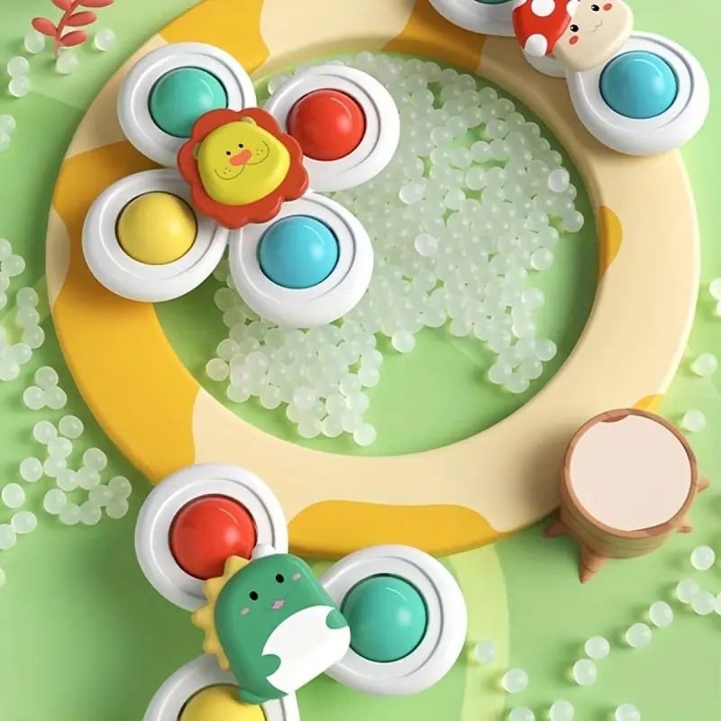 Cartoon Animal Design Suction Cup Spinner Toy, 3 Counts/set Rotating Top Toy, Best Gift Toy 7