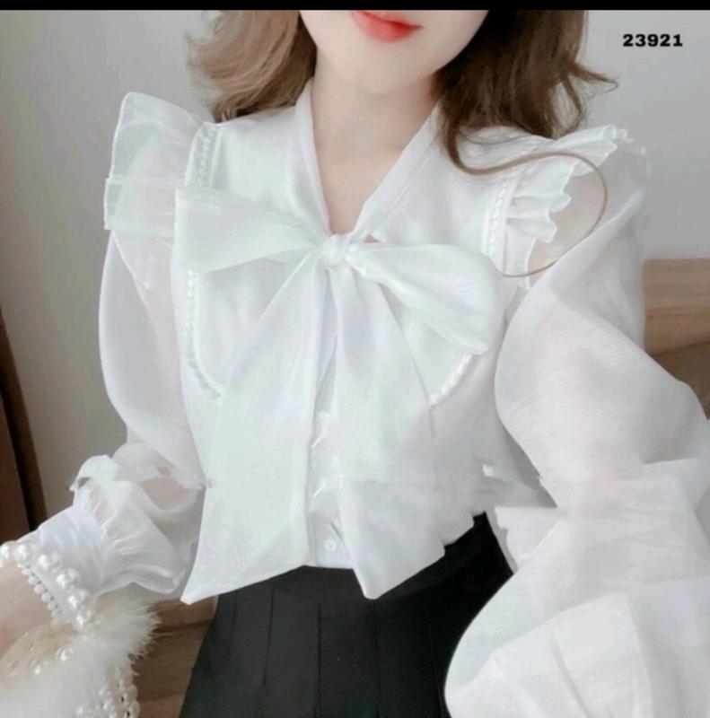 SƠ mi voan tơ lụa mềm óng  2 lớp chạy viền siêu xinh dành cho nàng mã 020202 Top Áo Nữ Women Ong Shirt Trắng