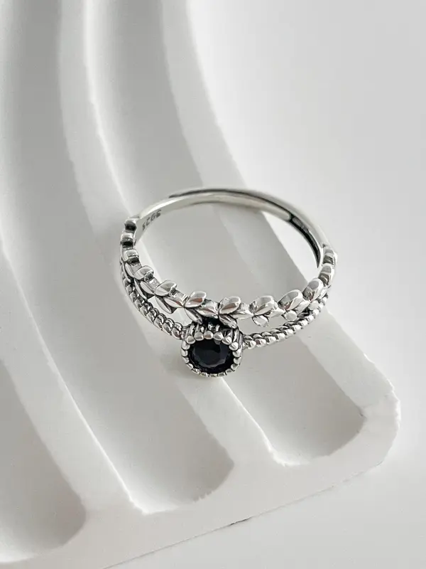 S925 Sterling Silver Fashionable Black Zirconia Decorated Ring, Fashion Jewelry for Party, Daily Clothing Decor, Trendy Exquisite Jewelry for Birthday Gift Silver Jewelry 3