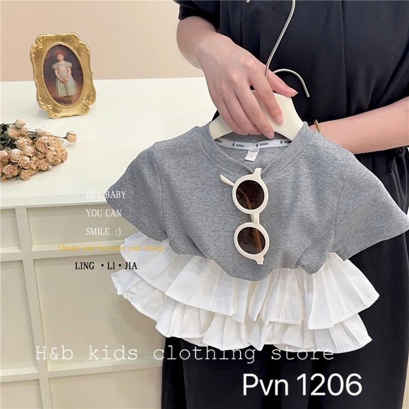 Set áo tăm, chân váy xếp ly trắng bé gái Cotton