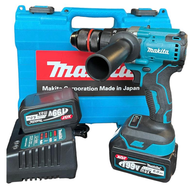 Máy Khoan Pin Makita 199V Không Chổi Than Có Búa, Pin 10 CELL AutoLock 13 Ly - Chuyên Khoan,Bắt Vít,Bắn tôn