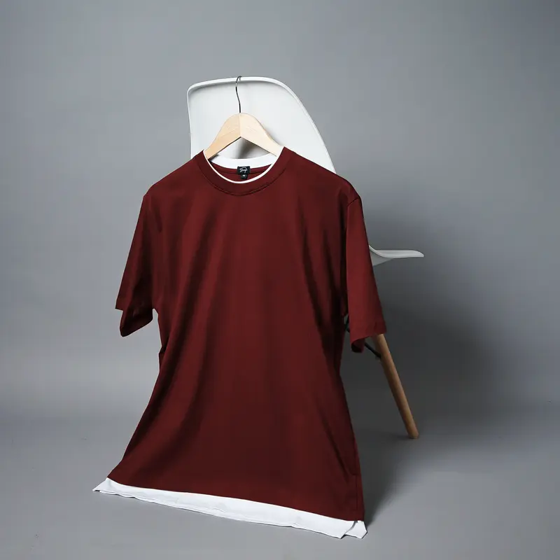 Glenca Series - MERAH MAROON kaos polos oversize t-shirt warna marun putih lengan pendek 3