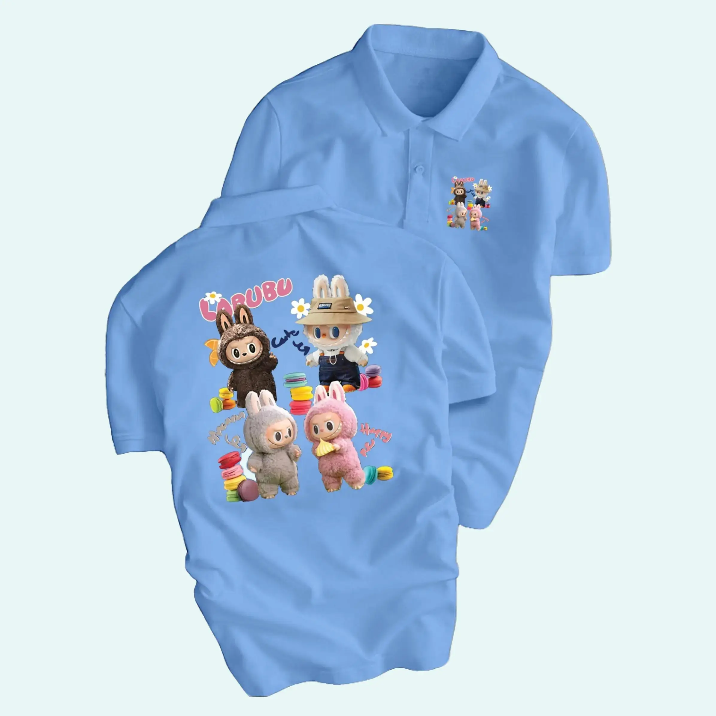 Áo Polo Nam  NỮ 4 LABUBU Cổ Bẻ Bassic Trẻ Trung Trung Thanh Lịch - Vải Cá Sấu 65% Cotton 30% Polyester 5% Spandex - Menswear, Tre Trắng