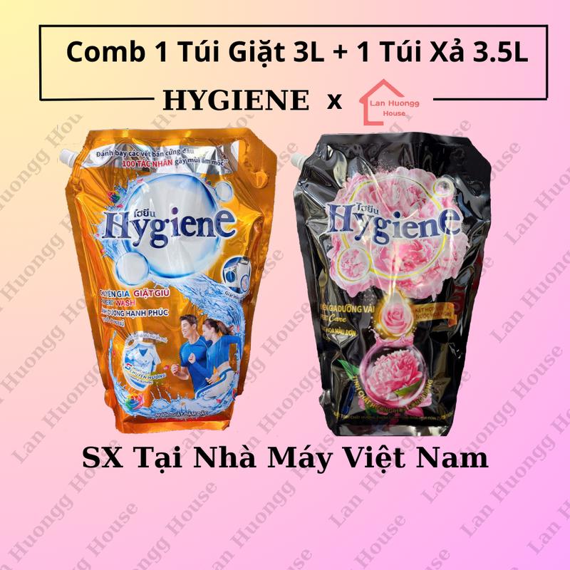   SX tại VN  - Combo 1 Túi Giặt 3L Và 1 Túi Nước Xả 3.5L Hygiene 