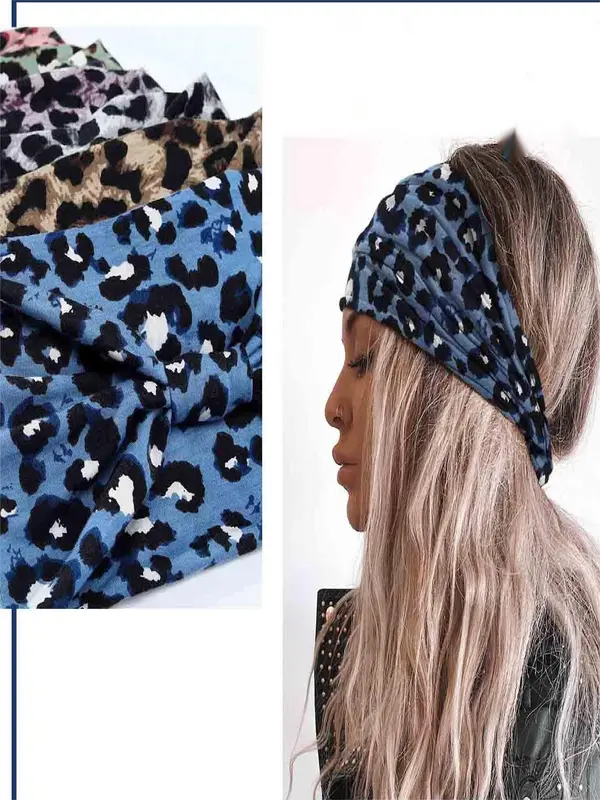 Boho Style Leopard Pattern Hair Band, Elastic Hair Band for Women & Girls, Fashion Hair Accessories for Gym Workout Running 2
