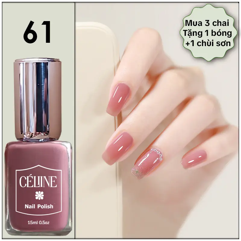 [Kèm quà tặng] Mã 61 - Gel lạnh cao cấp bóng mướt – màu thạch hồng ruốc nhẹ nhàng, quyến rũ.