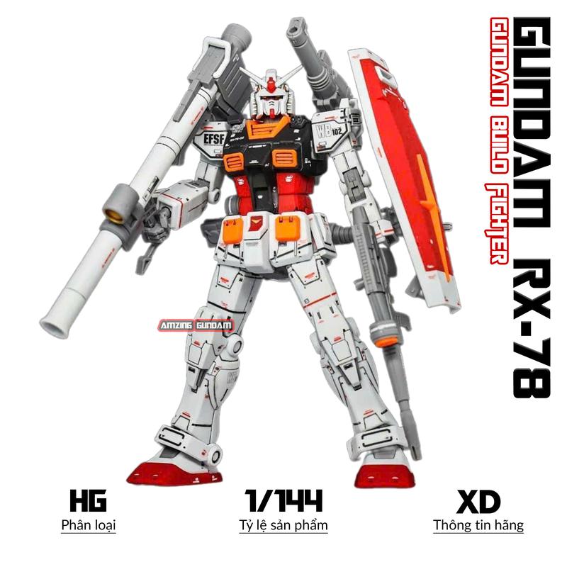 Mô hình HG Gundam RX-78 Custom Color Thunder, 1/144 Gunpla, Đồ chơi nhựa, Xếp hình thông minh Bộ Lắp Ráp Tháo Lắp Toy 0
