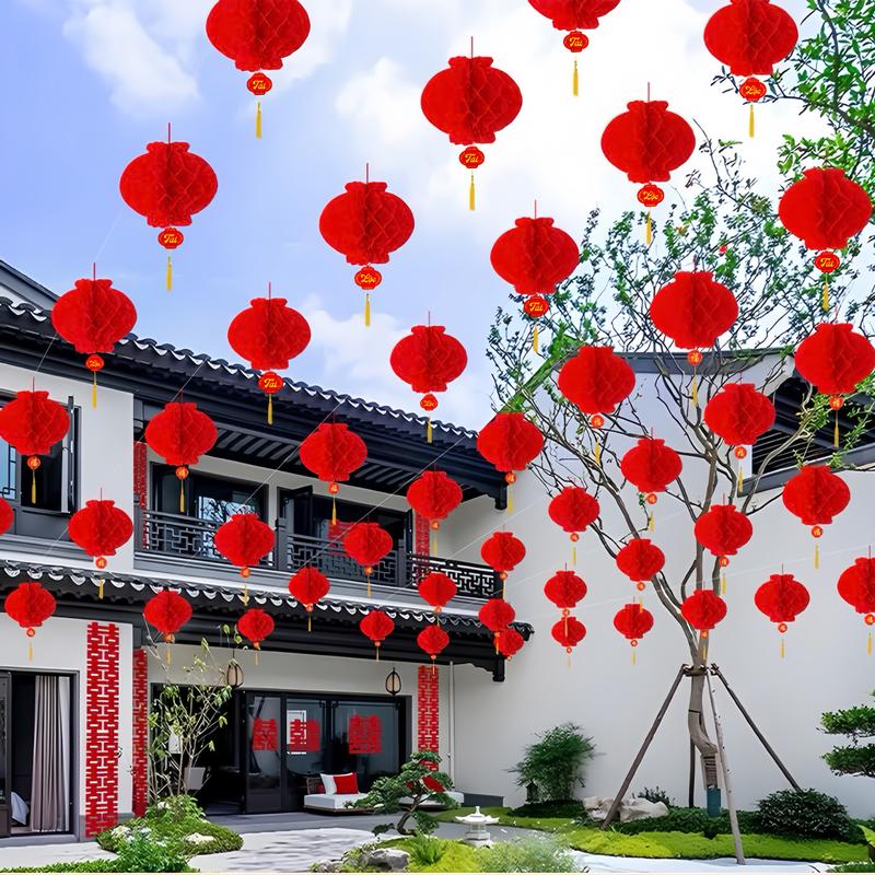   Chữ Việt  Set 50 - 100 Đèn Lồng Đỏ Tổ Ong Chữ Việt - Chữ Trung Treo Tết 