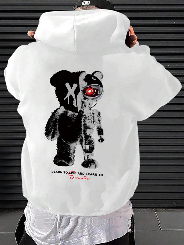 Men's Cartoon Graphic Drawstring Hoodie, Fashion Casual Pocket Drop Shoulder Sweatshirt for Daily Outdoor Wear, Men Fall & Winter Clothes, Streetwear Hoodie 4