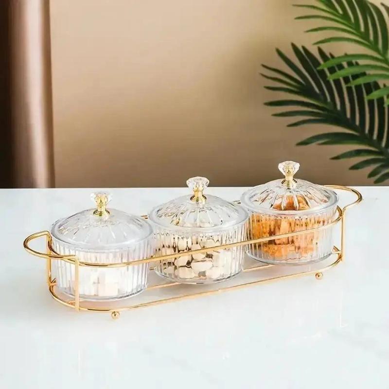 Snack Boxes with Compartments, Luxury Divided Container, Serving Tray with Lid for Dried Fruit Candy Chips Pickle Spice, Food Box for Party Home Decor 5
