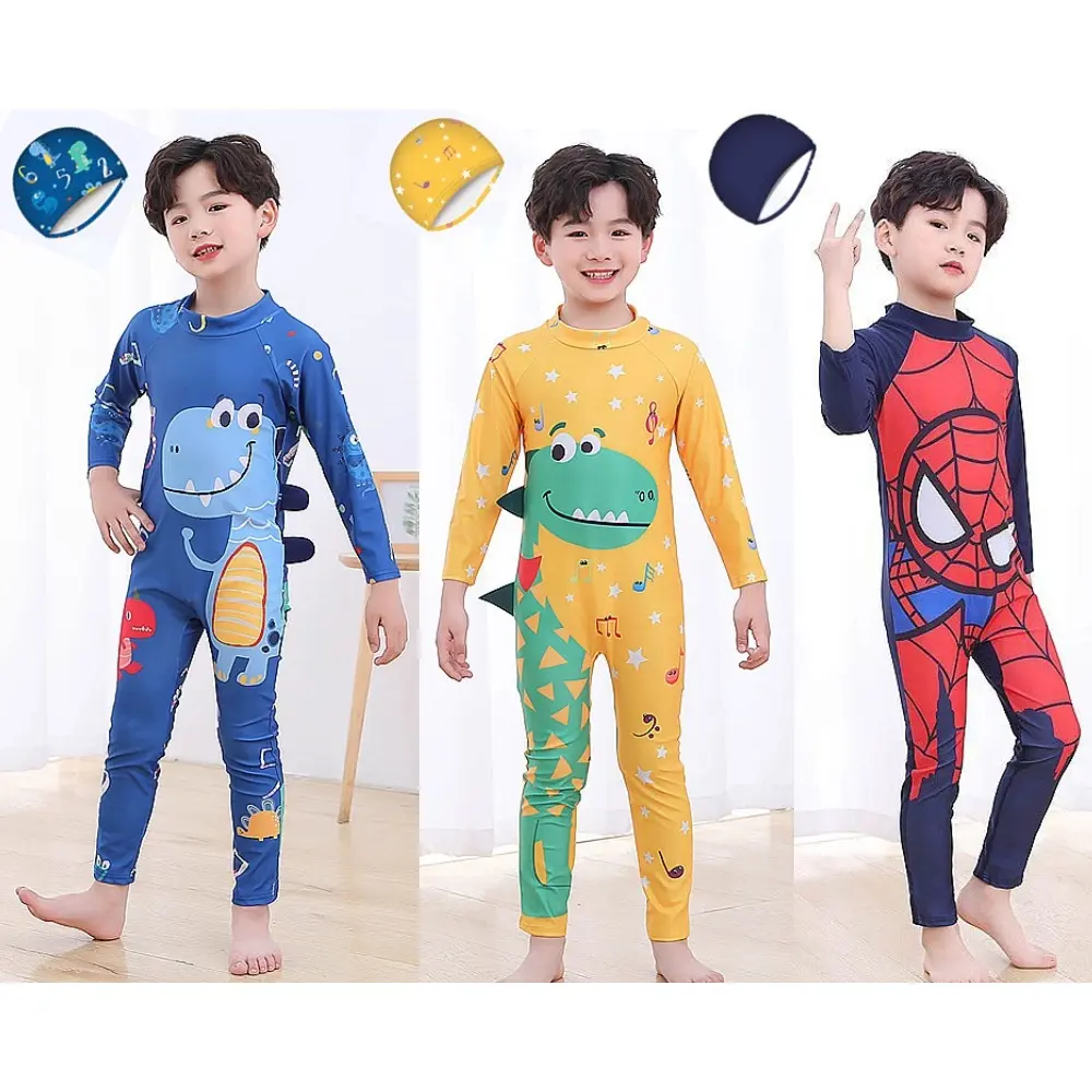Bộ Đồ Bơi, Dài Tay, Thiết Kế Động Vật Dễ Thương, Quần Dài, Dành Cho Bé Trai Và Bé Gái 3-12 Tuổi, Thời Trang Mùa Hè, Thích Hợp Cho Trẻ Em, Bộ Đồ Bơi, Bộ Đồ Bơi