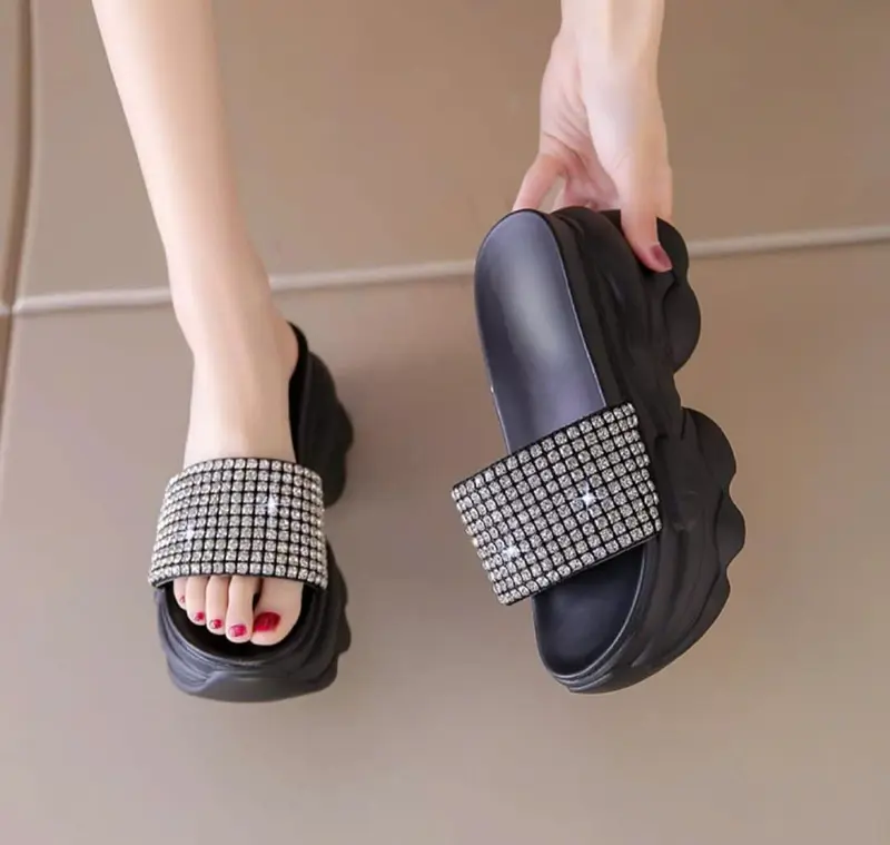 Dép Bánh Mì Nữ Phối Xoàn Sang Trọng Cao 8,5 Phân - Jolie Shop Giày 4