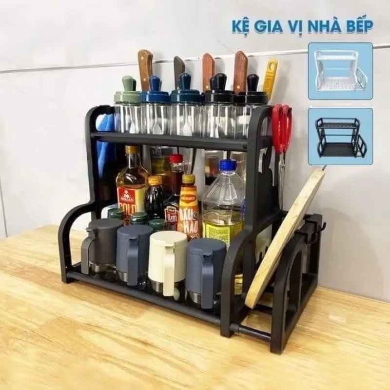Kệ đựng gia vị 2 Tầng Chữ B, Kệ để đồ thông minh 2 tầng đa năng tiết kiệm không gian