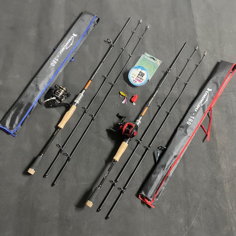 Bộ cần câu lure 2 ngọn SUPER EAGLE M MH siêu tải cá tặng kèm dây pe + bộ mồi câu chuyên lure lóc sộp ,...