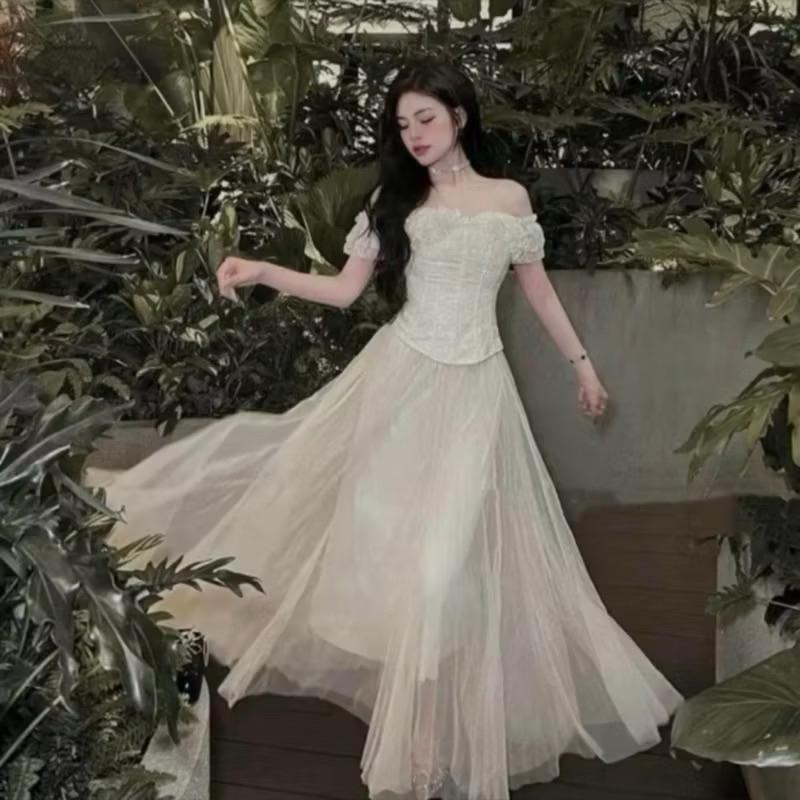 [ Có Bigsize+ kèm tag nơ ) SET ÁO CORSET TRỄ VAI CHÂN VÁY MAXI DÁNG DÀI TÔN DÁNG BYY CARROTSHOP( có gọng định hình eo ) 6