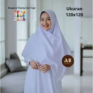 Hijab Putih Segiempat Polos List Tepi Wolfis Premium Grade A Syar'i 120x120 Jilbab Segi Empat Wolvis Syari Khimar Kerudung Segi 4 Wollpeach