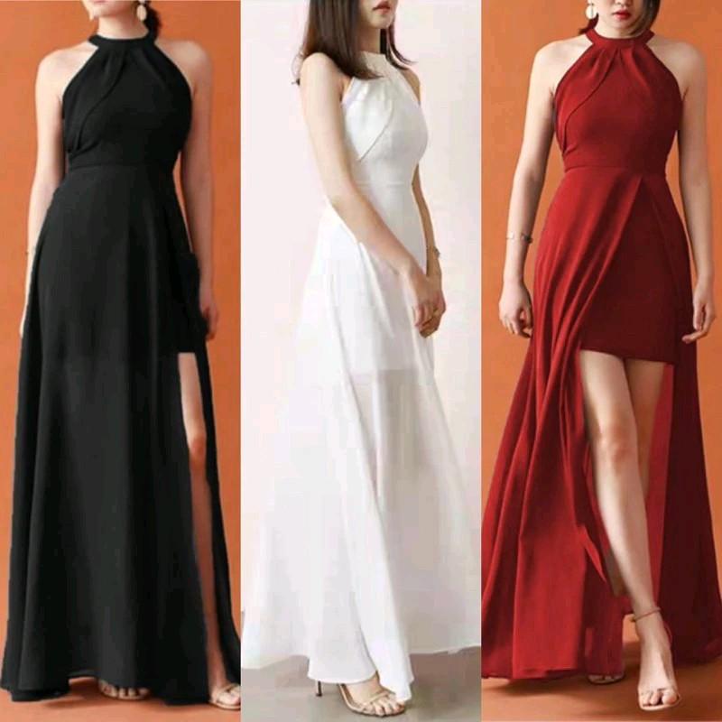Dress pesta 106095 / LONGDRES HEAVENY ANASTASIA HELTER NECK EKOR PANJANG formal 2