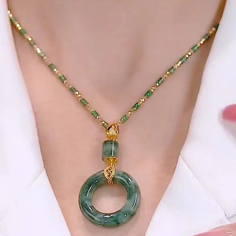 Mặt Dây Chuyền Ngọc Bích, Chất Liệu Tự Nhiên, Thiết Kế Thanh Lịch, Thích Hợp Cho Bé Gái, Mang Lại May Mắn Và An Toàn, Vòng Cổ