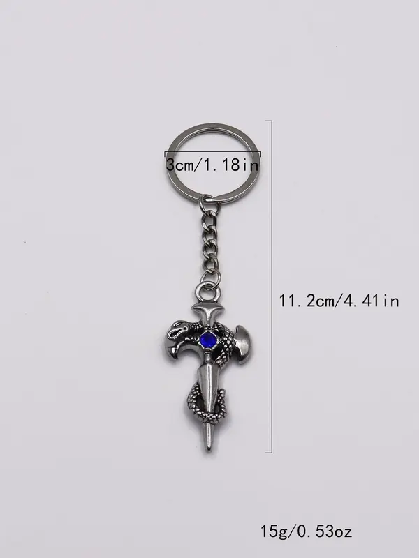 Vintage Snake & Sword Design Keychain, Rhinestone Decor Keychain for Car Keys for Women & Men, Fashion Accessories for Daily Use 1