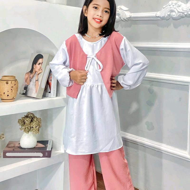 Setelan anak cringkel rompi Celana Fashion 6