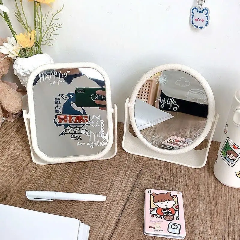 Gương để bàn lúa mạch Gương lúa mạch trang điểm cao cấp xoay 360 độ Cosmetic Nữ