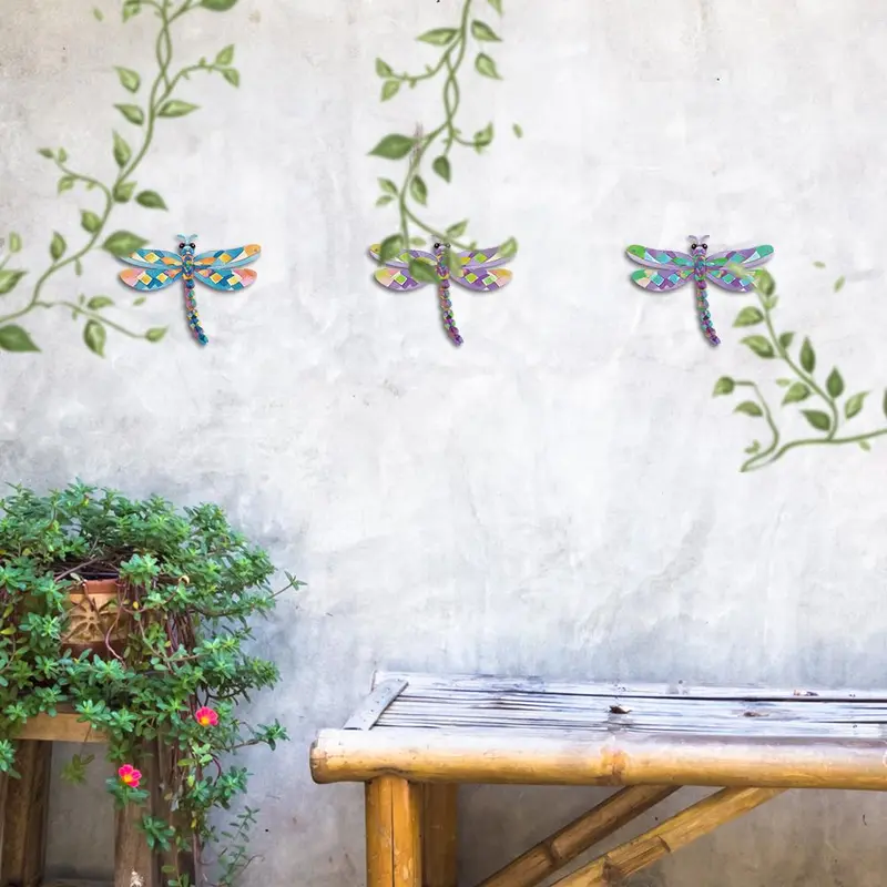 Dragonfly Pattern Wall Decor, Creative Metal Wall Art, Wall Hanging Decor for Home Farmhouse Living Room Yard Flower Garden Backyard, Ornaments 4