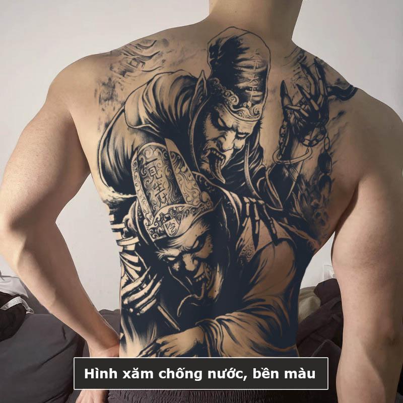 Hình xăm 15 ngày full lưng hắc bạch vô thường BD-031 24h lên hình chống nước không hậu quả