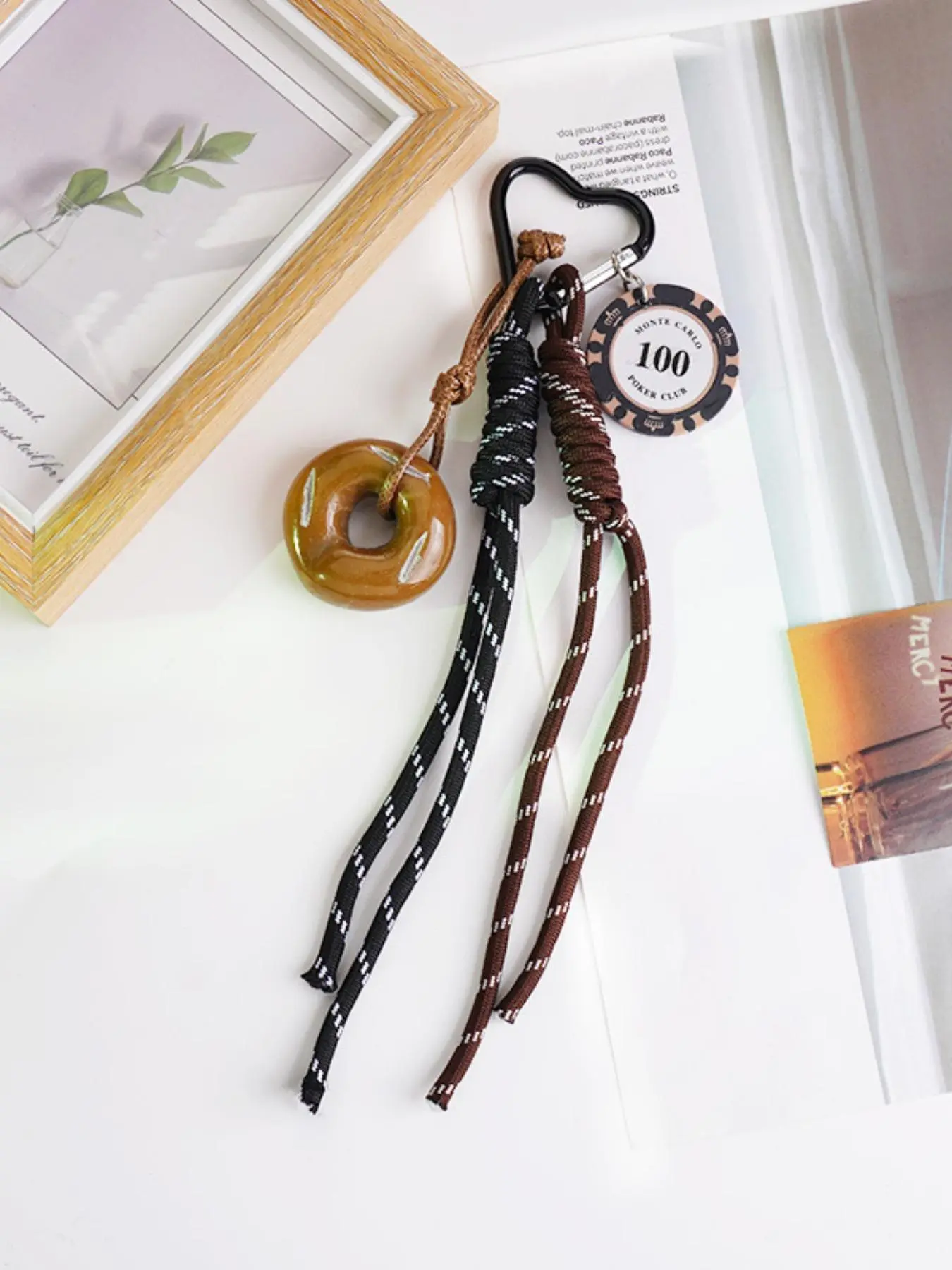 Bag Keychain, Fashionable Woven Rope Keychain with Stone Decor, Bag Charm for Women & Men, Trendy All-match & Exquisite Keychain for Birthday Gift
