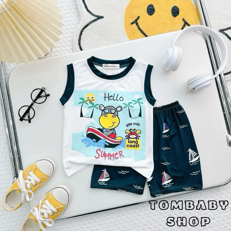 BL010 (8-26kg) BỘ BA LỖ THUN LẠNH MINKYMOM CHO BÉ 5