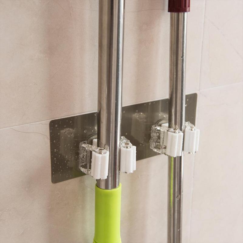 Product Introduction of Mop Hook, 1 Count Adhesive Broom Holder Hook, Wall Mounted Stable Broom & Mop Holder 0