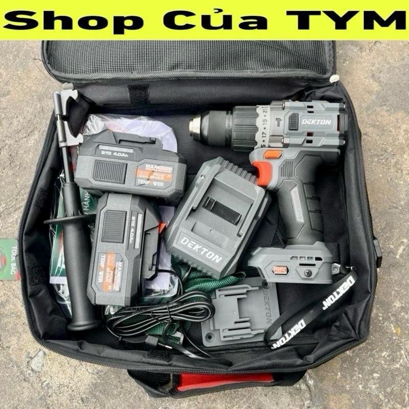 (100Nm Bản đầu Jacobs) Máy khoan pin cầm bắt vít 3 chức năng DEKTON M21-ID13100PLUS 100Nm - motor brushless - ATC-ECO-TURBO / 2 PIN 4015PROMAX 1 SẠC S25A ( XUNG-THÙNG- ) / XÁM
