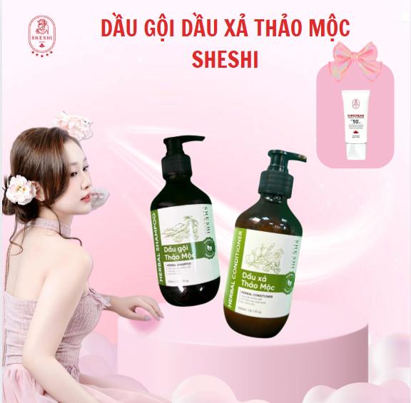 [SheShi x Hàn Trang] Combo Dầu Gội, Dầu Xả Thảo Mộc 300 ml,  Chăm sóc tóc, Nữ Gội Đầu 0