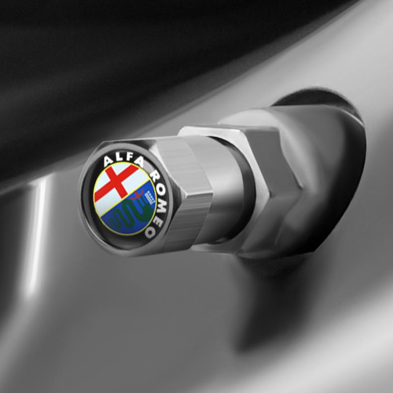 Lốp Bánh Xe Tạo Kiểu Xe Hơi, Bộ 4 Chiếc, Mũ Van Thép Không Gỉ, Có Logo, Thích Hợp Cho Các Mẫu Xe Alfa Romeo Mito, Brera, 147, Giulietta, 159, 156, Stelvio, Sportiva, Giulia 5