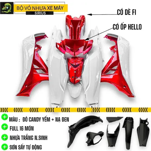 Dàn áo sirius 50cc/110cc full 16 món KÈM ỐP ĐẦU SIHELO + DÈ SI FI + NẠ 3 LỖ dàn nhựa xe máy SIRIUS  (Phụ kiện xe máy )