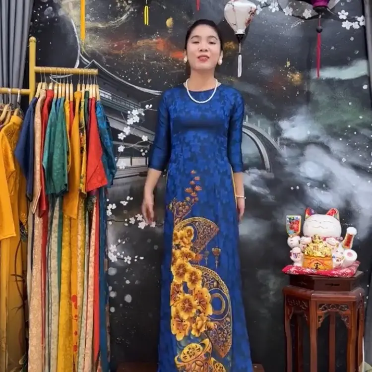ÁO DÀI THÁI TUẤN CAO CẤP Q22 Cổ thuyền