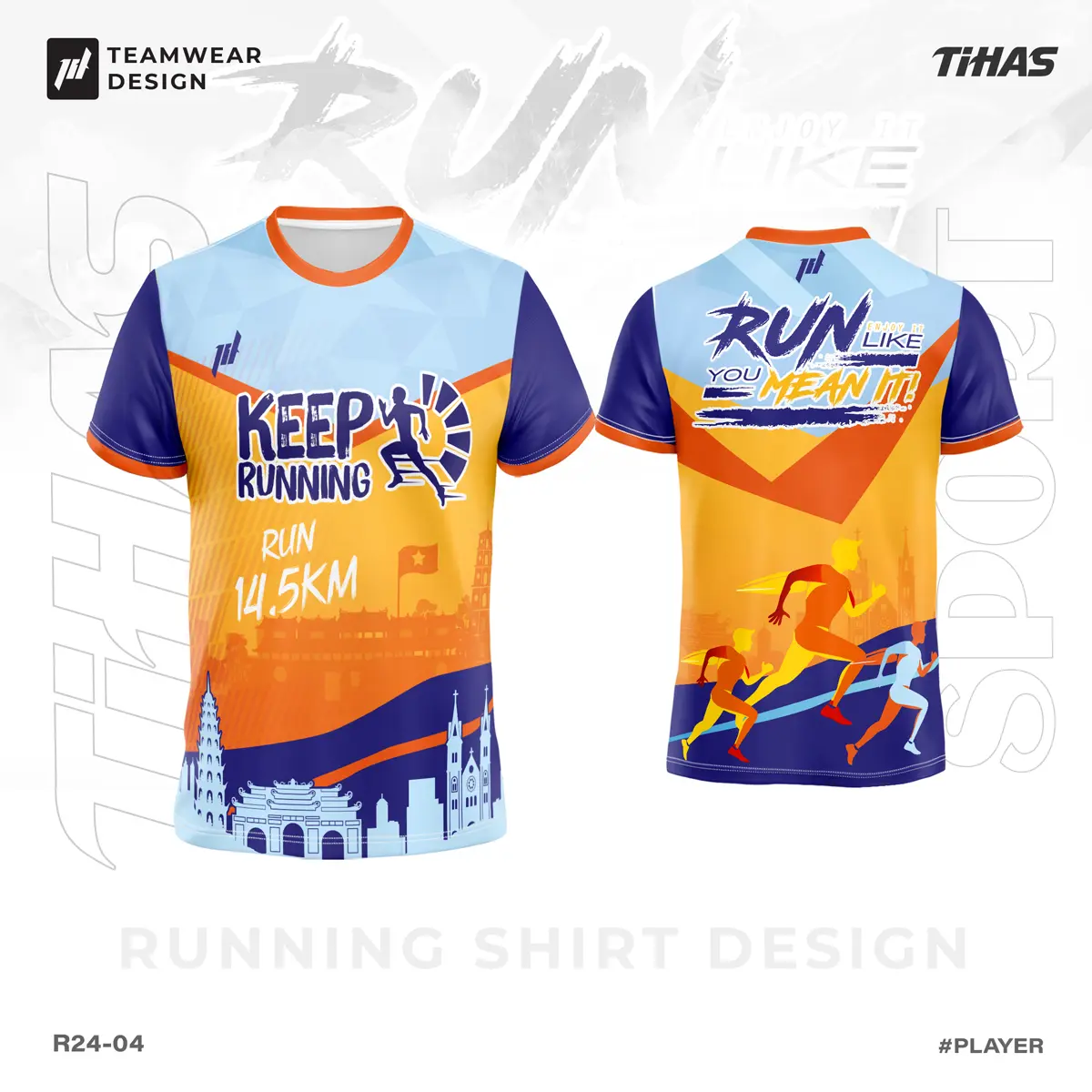 Áo chạy bộ Nam Nữ MARATHON R24-04 vải co dãn, thoáng khí, hút mồ hôi nhanh - Tim, Sport