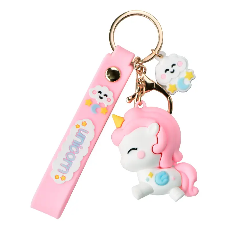 Cute Kawaii 3D Unicorn Keychains Softglue Pegasus Pendant Key Rings for Kids Toys Doll Women Men Bag Key Chain Gifts for Girl