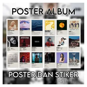 Stiker Album Musik Kamar Aesthetic Minimalis | Stiker Tinggal tempel 20 Stiker Kertas