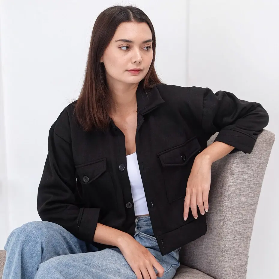 LOCY Outer Atasan Cewek Jaket Blazer Pocket Fleece Wanita Casual