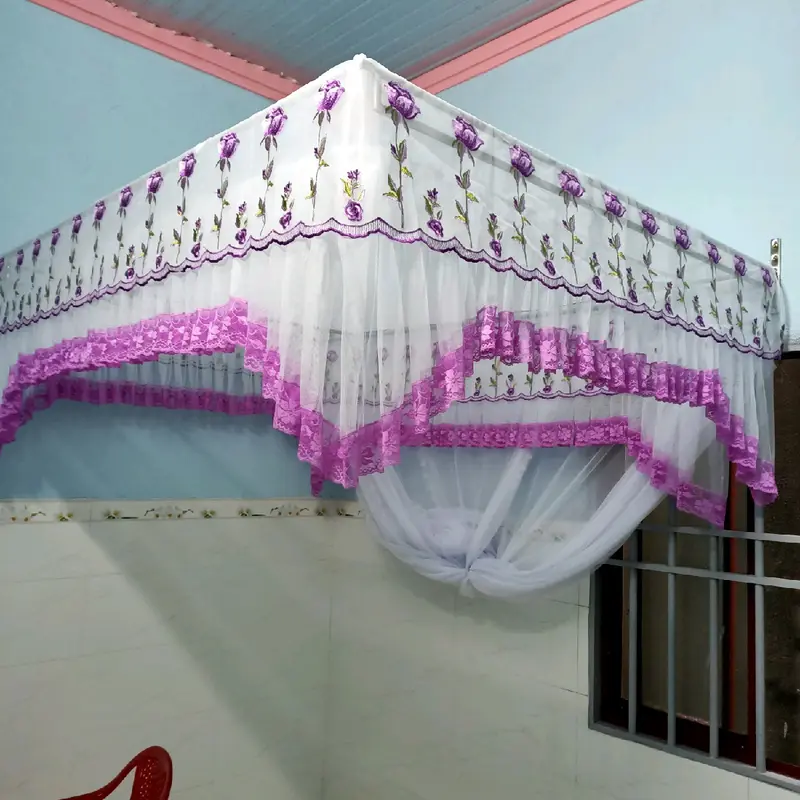 Mã  [ A 11 ]  Màn mắc khung vuông von thêu chất liệu tuyn thái lạnh { ko khung}##khoman.Mailinh### 5