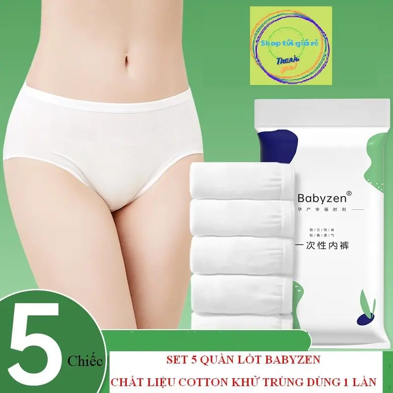 Quần Lót Giấy Cotton 100%, Dùng 1 Lần, Đáy Quần 2 Lớp, Dùng Khi Đi Du Lịch, Mẹ Bầu Đi Sinh Cotton Cotton Khả năng thấm hút Hàng ngày