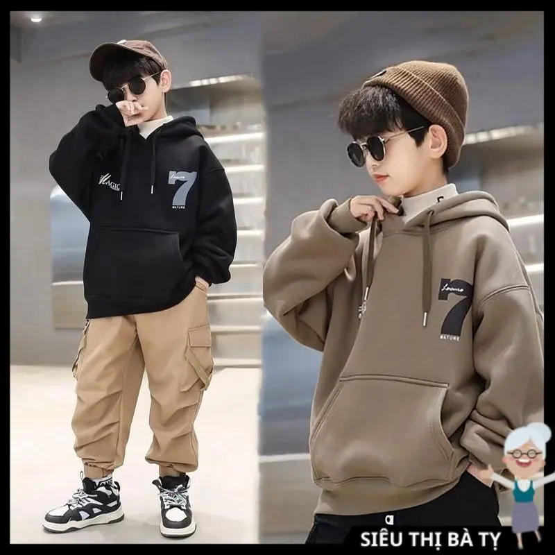 Áo khoác nỉ bé trai, áo nỉ hoodie cho bé trai, trẻ em nam mẫu số 7, áo thu đông bé trai size 18-52kg chất nỉ bông dày dăn