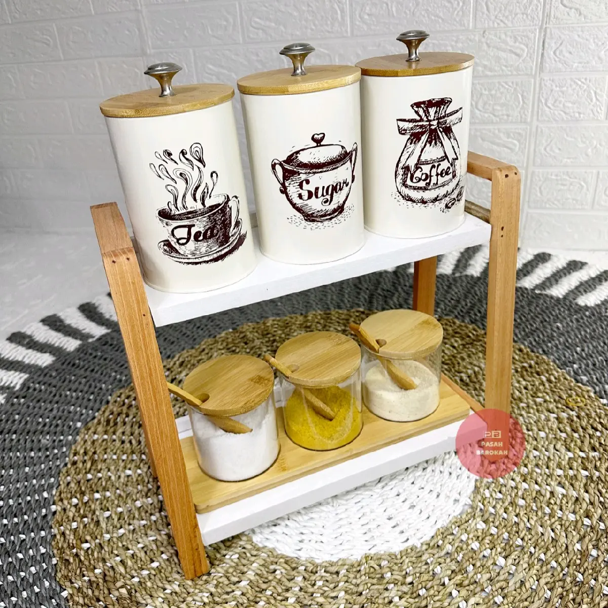 Rak Bumbu Dapur CUSTOM WARNA Serbaguna Minimalis Biru Hijau Hitam Kayu Pink Putih